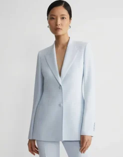 Online Lafayette 148 New York Finesse Crepe Fitted Blazer Seawater