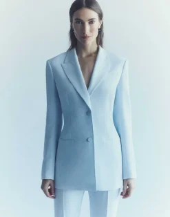 Online Lafayette 148 New York Finesse Crepe Fitted Blazer Seawater