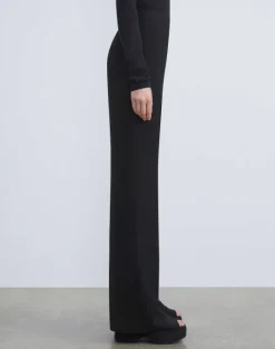 Lafayette 148 New York Finesse Crepe Gates Side-Zip Flared Pant Navy