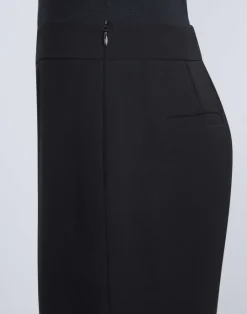 Clearance Lafayette 148 New York Finesse Crepe Gates Side-Zip Flared Pant Navy