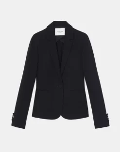 Lafayette 148 New York Finesse Crepe Single Button Blazer Black