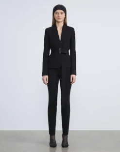 Lafayette 148 New York Finesse Crepe Single Button Blazer Black