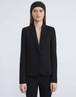 Sale Lafayette 148 New York Finesse Crepe Single Button Blazer Black