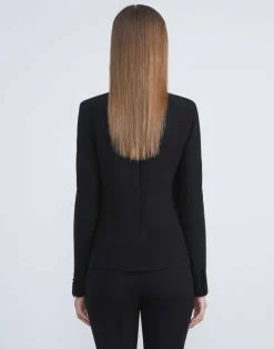 Sale Lafayette 148 New York Finesse Crepe Single Button Blazer Black