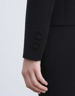 Sale Lafayette 148 New York Finesse Crepe Single Button Blazer Black