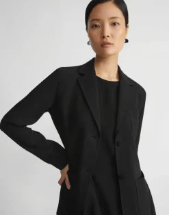 Lafayette 148 New York Finesse Crepe Three Pocket Blazer Black