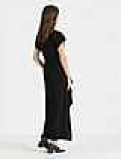 Lafayette 148 New York Finesse Crepe Tie Front Dress Black
