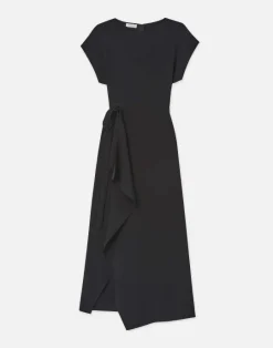 Lafayette 148 New York Finesse Crepe Tie Front Dress Black