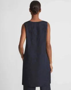 Discount Lafayette 148 New York Flora Bloom Cloqu Jacquard Viscose Tunic Blouse Navy