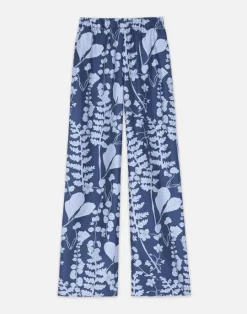 Best Lafayette 148 New York Flora Print Silk Twill Perry Pant Midnight Blue Multi