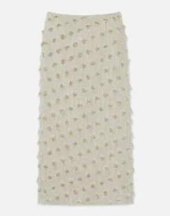 Hot Lafayette 148 New York Fringed Dot Jacquard Pencil Skirt Plaster Iridescent
