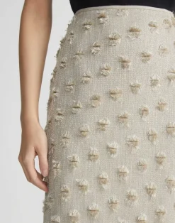 Hot Lafayette 148 New York Fringed Dot Jacquard Pencil Skirt Plaster Iridescent