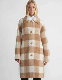 Online Lafayette 148 New York Gingham Alpaca-Wool Boucl Double Face Oversized Coat Camel Multi