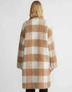 Online Lafayette 148 New York Gingham Alpaca-Wool Boucl Double Face Oversized Coat Camel Multi