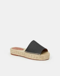 Hot Lafayette 148 New York Grained Calfskin Leather Espadrille Slide Black