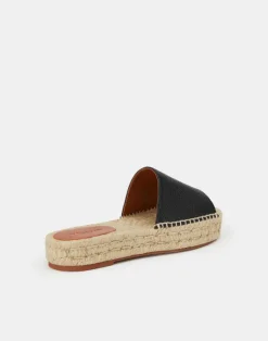 Hot Lafayette 148 New York Grained Calfskin Leather Espadrille Slide Black