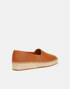 Lafayette 148 New York Grained Calfskin Leather Slip-On Espadrille Copper