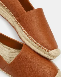 Lafayette 148 New York Grained Calfskin Leather Slip-On Espadrille Copper