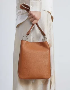 Lafayette 148 New York Grained Calfskin Leather 8 Knot Hobo—Small Cadet Khaki