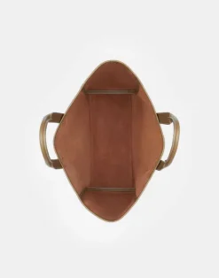 Clearance Lafayette 148 New York Grained Calfskin Leather Postmark L Tote Cadet Khaki