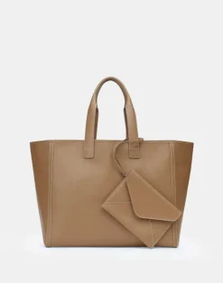 Clearance Lafayette 148 New York Grained Calfskin Leather Postmark L Tote Cadet Khaki