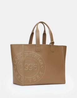 Clearance Lafayette 148 New York Grained Calfskin Leather Postmark L Tote Cadet Khaki