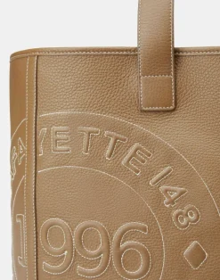 Clearance Lafayette 148 New York Grained Calfskin Leather Postmark L Tote Cadet Khaki