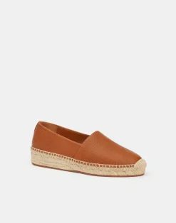 Clearance Lafayette 148 New York Grained Calfskin Leather Slip-On Espadrille Copper