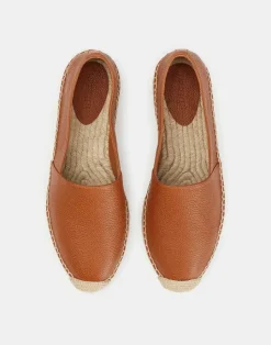 Clearance Lafayette 148 New York Grained Calfskin Leather Slip-On Espadrille Copper
