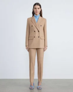 Online Lafayette 148 New York Hair Double-Breasted Trinity Blazer Camel