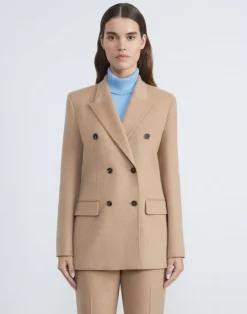 Online Lafayette 148 New York Hair Double-Breasted Trinity Blazer Camel
