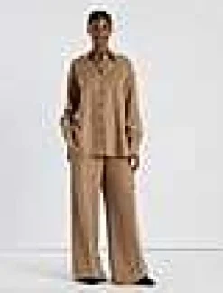 Lafayette 148 New York Hair Drop Shoulder Shirt Jacket Camel