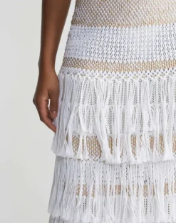 Sale Lafayette 148 New York Hand Macram Organic Cotton Skirt White Multi