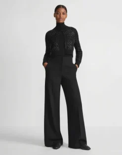 Discount Lafayette 148 New York Hand-Embellished Cashmere Lace Stitch Cropped Cardigan Black