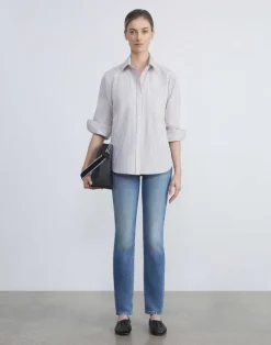 Clearance Lafayette 148 New York L148 Denim Reeve Straight Jean Faded Skyline