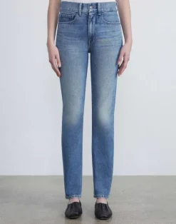 Clearance Lafayette 148 New York L148 Denim Reeve Straight Jean Faded Skyline