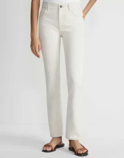 Discount Lafayette 148 New York L148 Denim Reeve Straight Jean Washed Ecru