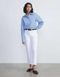 New Lafayette 148 New York L148 Denim Wyckoff Wide-Leg Cropped Jean Washed Plaster