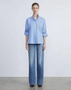 Lafayette 148 New York L148 Denim Wyckoff Wide-Leg Jean Faded Skyline