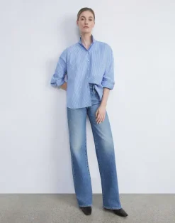 Lafayette 148 New York L148 Denim Wyckoff Wide-Leg Jean Faded Skyline