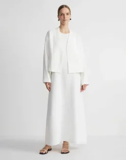 Lafayette 148 New York Linen A-Line Maxi Dress White