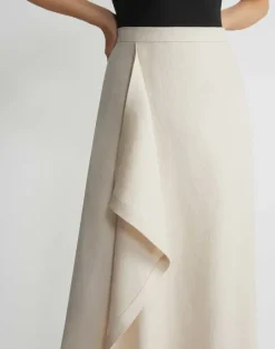Sale Lafayette 148 New York Linen Drape Front Skirt Pebble