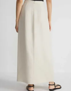 Sale Lafayette 148 New York Linen Drape Front Skirt Pebble