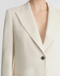 Lafayette 148 New York Linen Peak Lapel Blazer Pebble