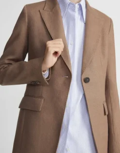 Hot Lafayette 148 New York Linen Single Button Cutaway Blazer Deep Acorn