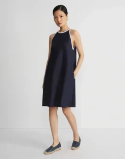 Best Lafayette 148 New York Linen Tipped Swing Dress Ink