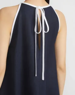 Best Lafayette 148 New York Linen Tipped Swing Dress Ink