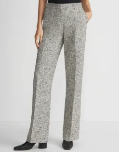 Hot Lafayette 148 New York Linen-Cotton Boucl Tweed Gates Pant Black Multi