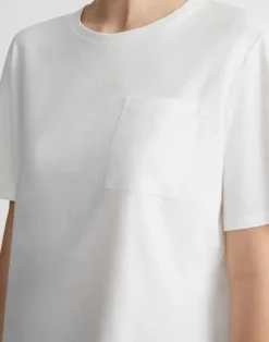 Outlet Lafayette 148 New York Linen-Cotton Jersey Pocket T-Shirt White