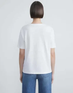 New Lafayette 148 New York Linen-Cotton Jersey V-Neck Tee Taupe
